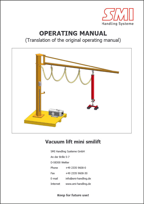 Operating manual Vakuumheber mini smilift